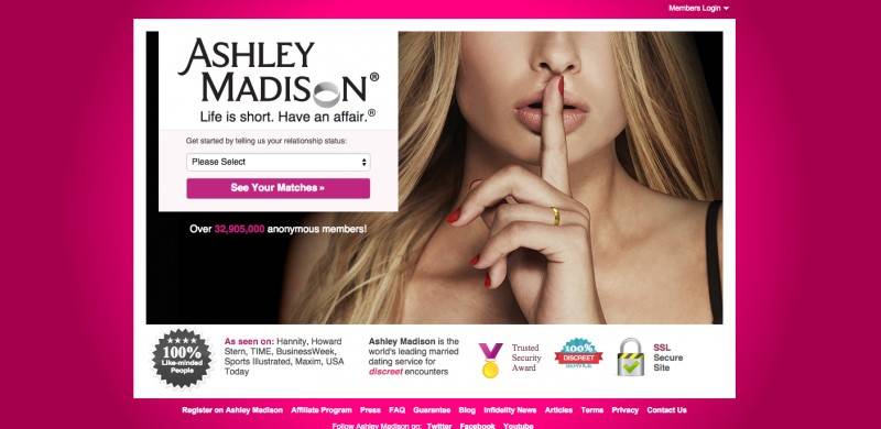 AshleyMadison main page