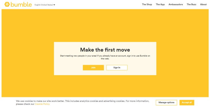 Bumble main page