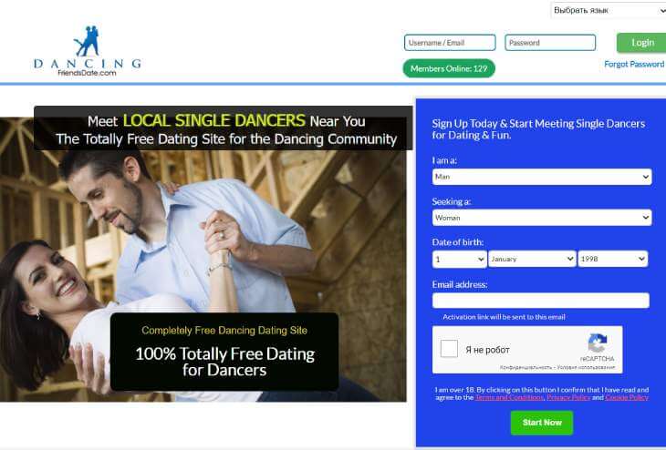 DancingFriendsDate main page