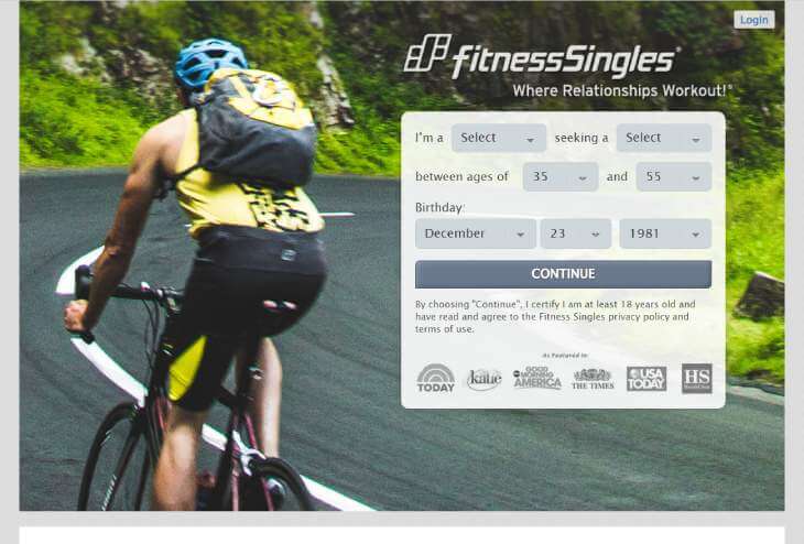 FitnessSingles main page