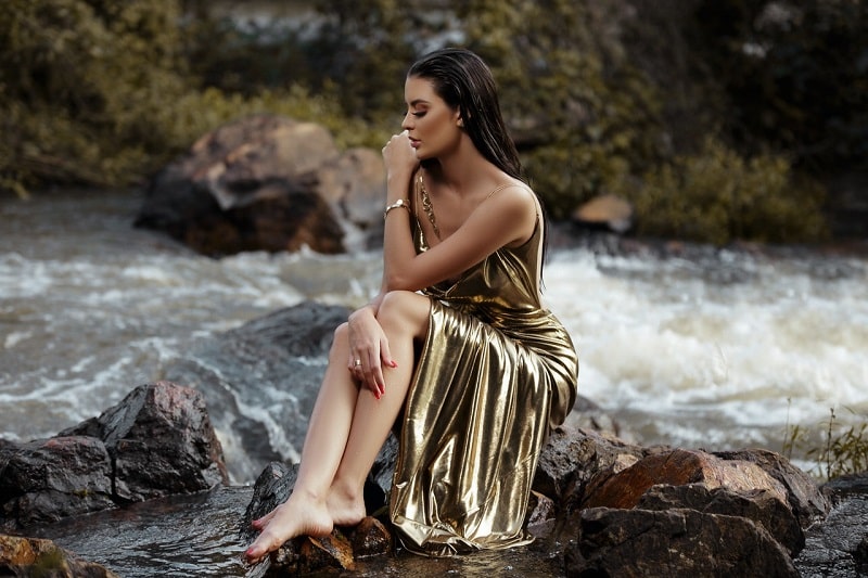 cute girl near the river